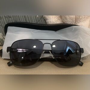 NIB Eyebobs Unisex Big Ball Polarized Sunglasses Pilot GunMetal Black 56mm